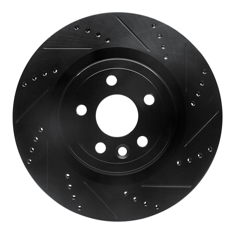 Jaguar I-Pace Brake Rotor (1) - Rear Right - R1 Concepts - Drilled & Slotted - Black - `17-`20